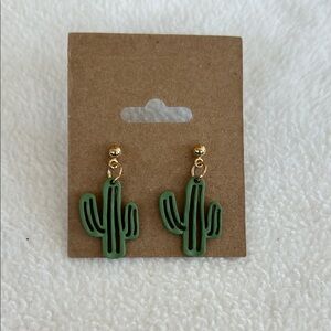 Green Cactus Earrings